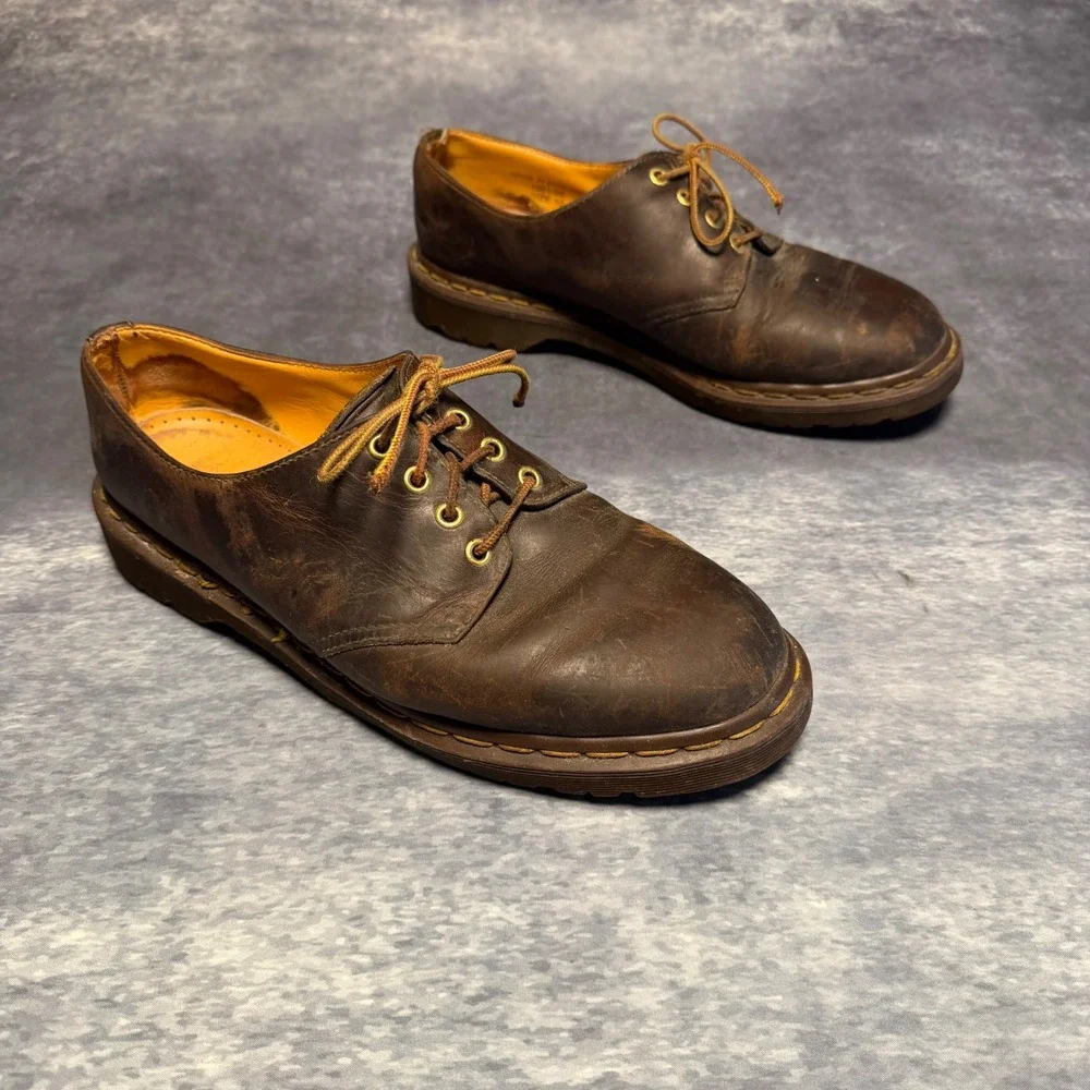 Vintage‎ Dr. Martens Made in England Brown Leather Oxford Shoes Mens Size 10 UK